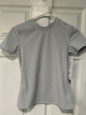 RHONE Light Gray Ribbed Short Sleeve Tee
